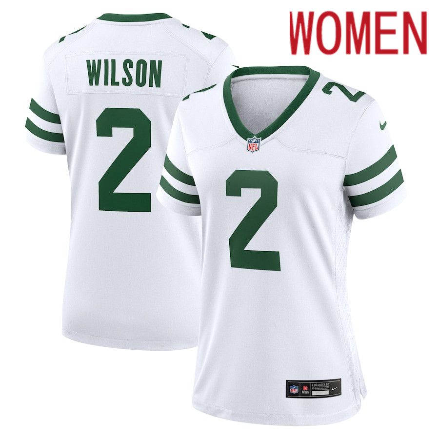 Women New York Jets #2 Zach Wilson Nike Legacy White Game NFL Jersey->women nfl jersey->Women Jersey
